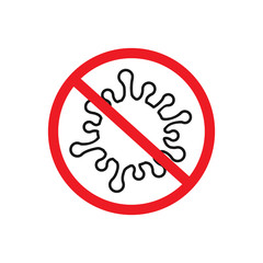 No virus, microbe, bacterium line icon isolated on white. Vector