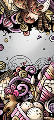 Fototapeta premium Ice cream hand drawn doodle banner. Cartoon detailed flyer.