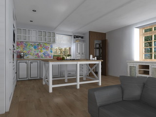 modern kitchen interior of a room