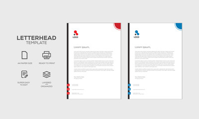 Letterhead Design Template print ready- red & blue