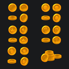 Coins game ui icon set.