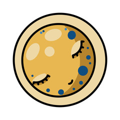 Obraz premium Vector icon. Colorful sleeping moon can be used for wallpapers, pattern fills, web page backgrounds, surface textures.