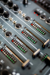 dj mixer on white background, musical equipment