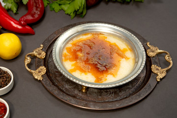 Traditional Turkish Soup Kelle Paca stock photo