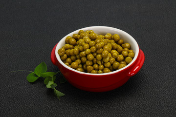 Canned Green peas in the bowl