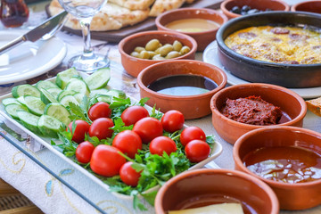Traditional Turkish breakfast  stock photo
