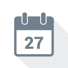 simple calendar icon 27 on white background vector illustration EPS10