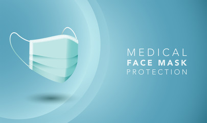 Medical face mask protection from Virus isolated on blue background