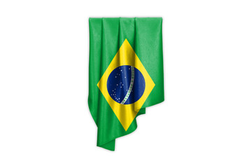 Fototapeta na wymiar Brazil Flag with a beautiful glossy silk texture with selection path - 3D Illustration