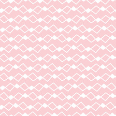 Diamond pattern. Cute abstract vector geometric seamless repeat stripe background design in pink.