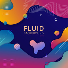 Abstract background fluid shape vibrant gradient color with geometric elements.