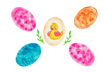 set of easter eggs isolated on white