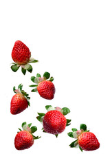 Strawberry Pattern pyramid  made of six berries in a different positions vertical isolated on a white background