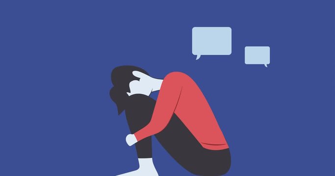 Conceptual illustration animation for bullying, gossiping, aspersion, defamation, slander, libel, slur, detraction, on male boy and teen