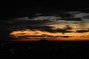 sky, clouds, sun, city, cloud, night, orange, landscape, nature, dusk, sunset