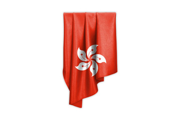 Hong Kong Flag with a beautiful glossy silk texture with selection path - 3D Illustration