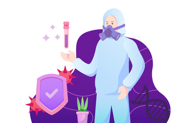 Doctor fighting corona virus illustration concept