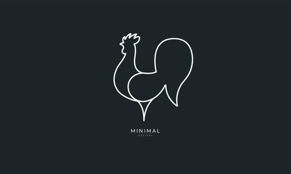 A Abstract and Creative line art drawing of a Chicken/cock/rooster/hen