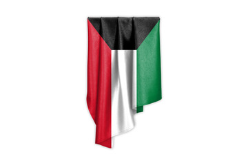 Kuwait Flag with a beautiful glossy silk texture with selection path - 3D Illustration