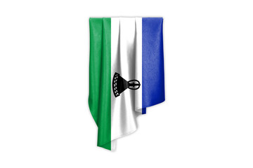 Lesotho Flag with a beautiful glossy silk texture with selection path - 3D Illustration