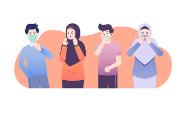 People who have the flu concept illustration