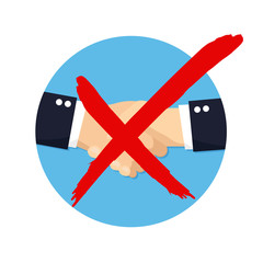 No handshake for virus in a flat design. Vector illustration icon