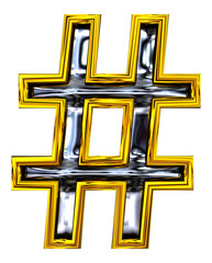 3D rendering. Hash sign.