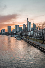Sunset over Frankfurt skyline 