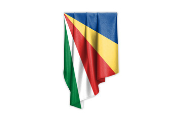 Seychelles Flag with a beautiful glossy silk texture with selection path - 3D Illustration