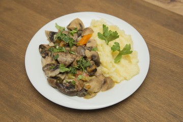 meat and mashed potatoes