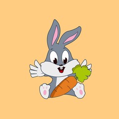 Basic RGB ilustration vector graphic of rabbit cartoon
