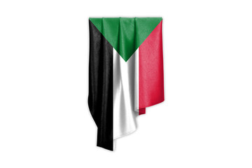 Sudan Flag with a beautiful glossy silk texture with selection path - 3D Illustration