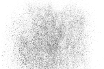Fototapeta premium Black grainy texture isolated on white background. Dust overlay. Dark noise granules. Digitally generated image. Vector design elements. Illustration, Eps 10.