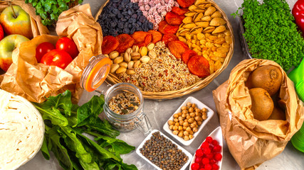 healthy clean food selection high in antioxidants and vitamin