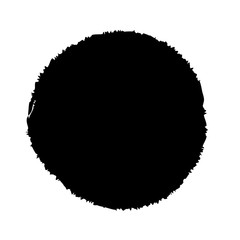 Black Ink Paint Brush Circle Isolated On White Background. Vector