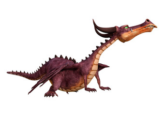 3D Rendering Fairy Tale Dragon on White
