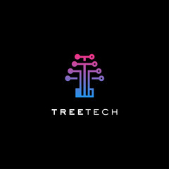 Tree tech logo design template 