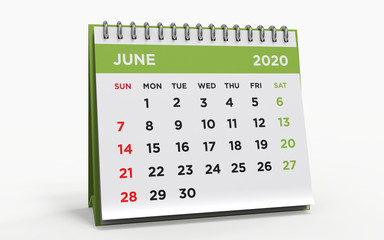 Desk calendar JUNE 2020