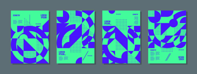 Minimal geometric posters set. Trendy design. Eps10 vector.