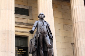 statue of President George Washington on Wall Street, Manhattan