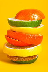 Fototapeta na wymiar Fruity juicy backdrop with citruses 