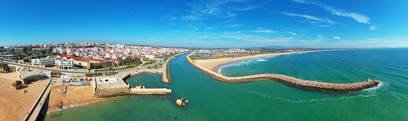 Aerial panorama from the city Lagos in Portugal