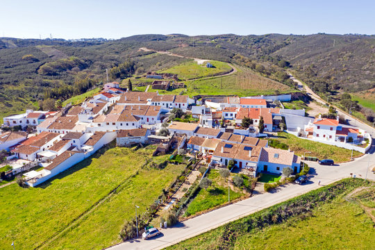 Aerial from the traditional village Pedralva in the Algarve Portugal