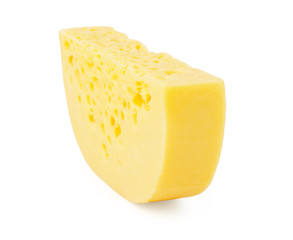 Piece of cheese isolated on white background.