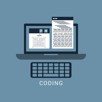 Programming and coding concept. Code on the screen laptop.