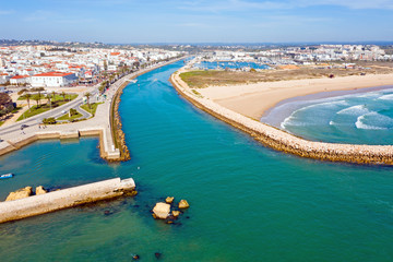 Fototapeta premium Aerial from the harbor and city Lagos Portugal