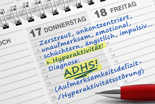 Notiz, Diagnose: ADHS, Aufmerksamkeitsdefizit-/Hyperaktivit&auml;tsst&ouml;rung