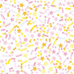 Sprinkle Cupcake Donut Topping. Seamless Pattern 