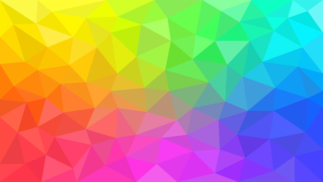 Multicolor rainbow low poly background. Abstract random vector background from triangles. Polygonal design	