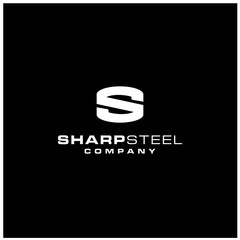 Letter Initial S Sharp Steel with Chef Knife as negative space logo design